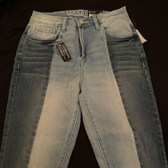 Massini Denim - Skinny High Rise ankle length, two tone jeans!